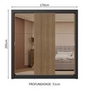 Ver imagem 4 de Guarda-roupa Casal 3 Portas de Correr com Espelhos 2 Gavetas Preto/rustic Sublime Madesa