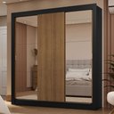 Ver imagem 1 de Guarda-roupa Casal 3 Portas de Correr com Espelhos 2 Gavetas Preto/rustic Sublime Madesa