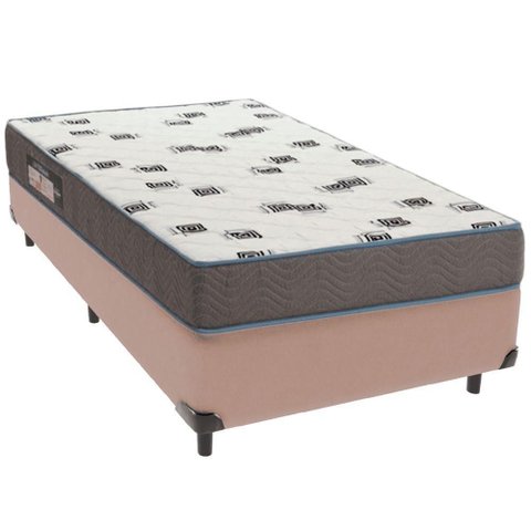 Cama Box Bege e Colchão Light Espuma D33 Solteiro Ortobom