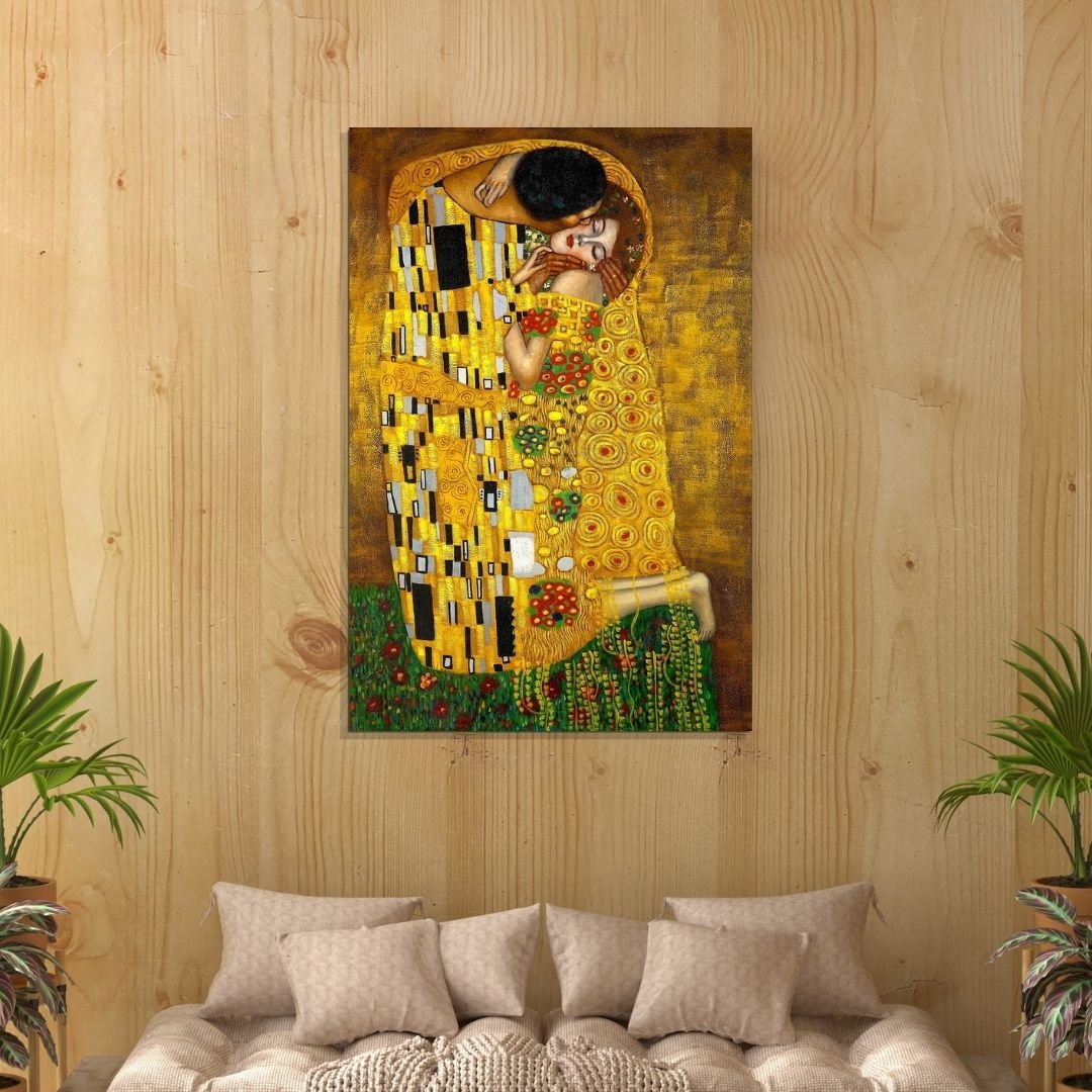 Quadro Decorativo O Beijo Artista Gustav Klimt 90x60cm Madeiramadeira 3581