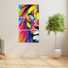 Quadro Decorativo -Três Telas - Leão Abstrato -120x60cm. - 1