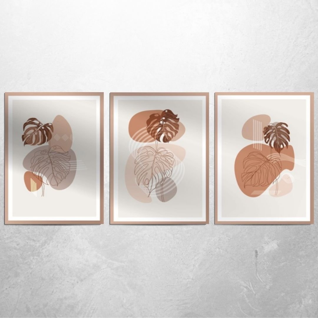 Quadros Decorativos - Três Telas - Abstratos Minimalistas - 60x45cm - 2