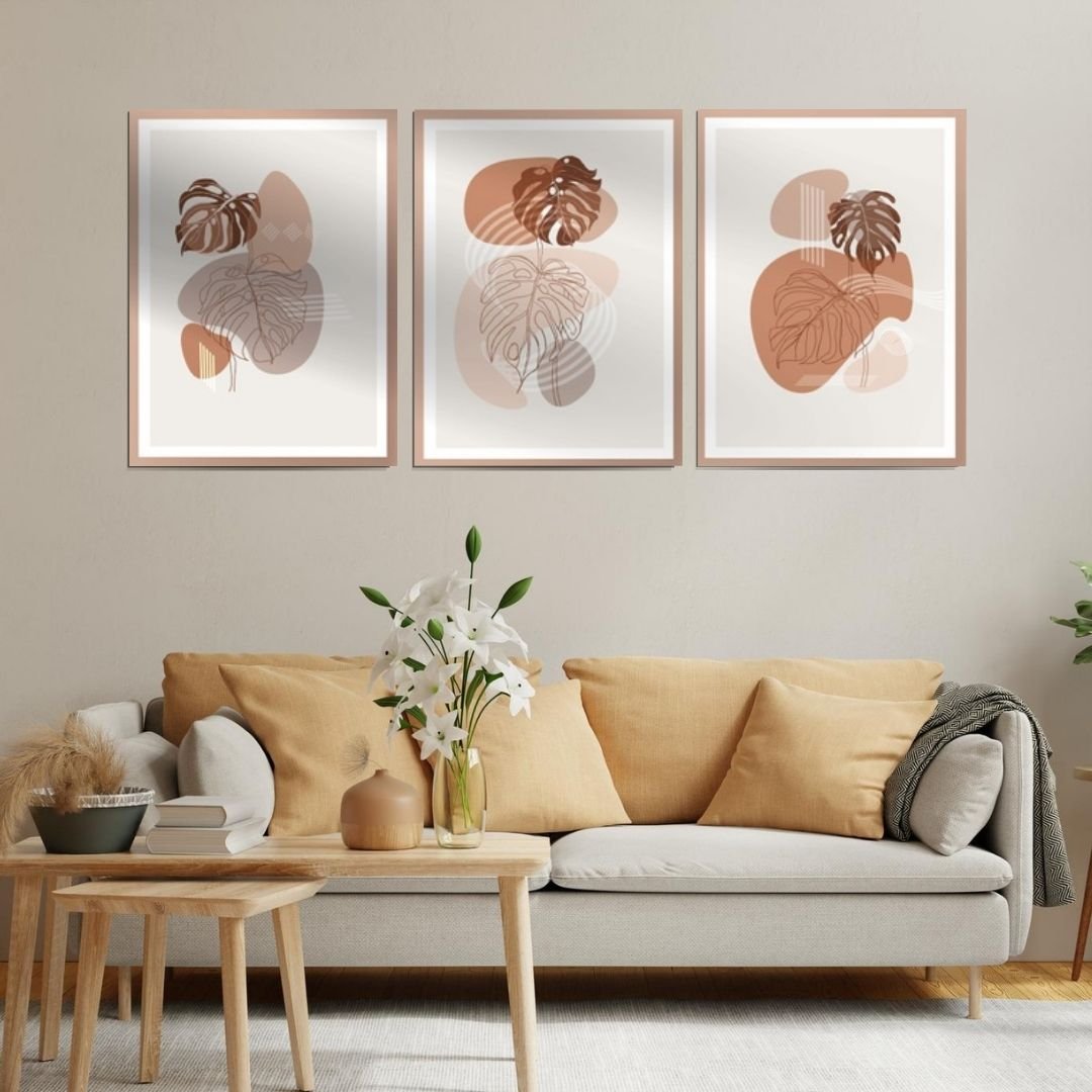 Quadros Decorativos - Três Telas - Abstratos Minimalistas - 60x45cm - 4
