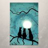 Quadro Decorativo  - Gatos Sob a Lua Cheia -  90x60cm - 2