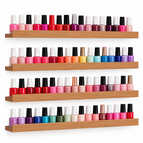 Prateleira Porta Esmaltes Parede 50cm Expositor Manicure - Freijo