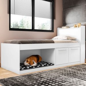 Cama Solteiro Espaço Pet Branco