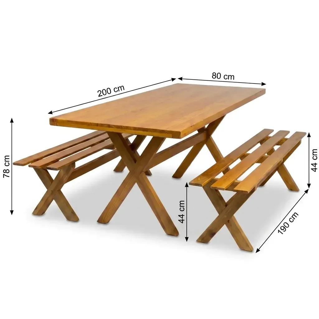 Ver imagem 3 de Conjunto Mesa para Área Externa com 2 Bancos em Madeira Maciça 200x80cm Kit Churrasco Yescasa Mel