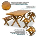 Ver imagem 4 de Conjunto Mesa para Área Externa com 2 Bancos em Madeira Maciça 200x80cm Kit Churrasco Yescasa Mel Ma