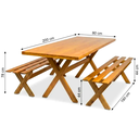 Ver imagem 3 de Conjunto Mesa para Área Externa com 2 Bancos em Madeira Maciça 200x80cm Kit Churrasco Yescasa Mel Ma