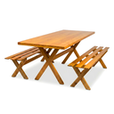 Ver imagem 2 de Conjunto Mesa para Área Externa com 2 Bancos em Madeira Maciça 200x80cm Kit Churrasco Yescasa Mel Ma