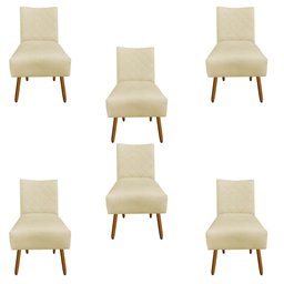 Kit 06 Cadeiras de jantar Barcelona pés palito suede - D'Classe Decor - 1