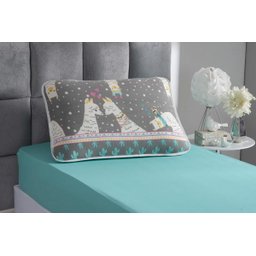 Jogo de Cama Lençol Solteiro Malha 100% Algodão Kids 2 Pçs:Lhama Verde - 1
