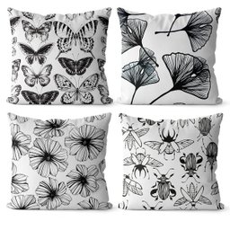 Kit 4 Capas almofadas decorativa floral insetos 40x40 - 1