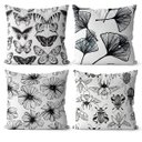 Ver imagem 1 de Kit 4 Capas almofadas decorativa floral insetos 40x40