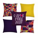 Ver imagem 1 de kit 5 capas de almofadas geométrica roxo e amarelo 40x40