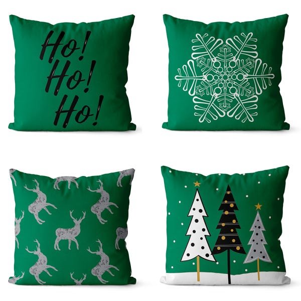 kit 4 capas de almofadas para o natal verde