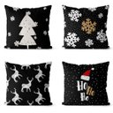 Ver imagem 1 de kit 4 capas de almofadas natal preto com dourado