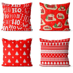 kit 4 capas de almofadas para o natal hohoho