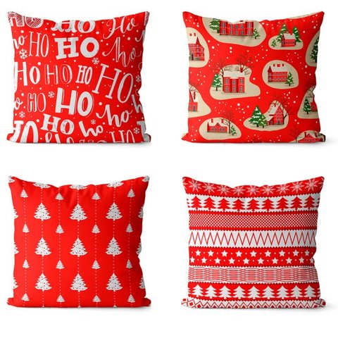 kit 4 capas de almofadas para o natal hohoho