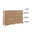 Ver imagem 2 de Cômoda Quarto Madeira Maciça 138cm 8 Gavetas Solano Tauari F07- D'Rossi