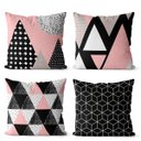 Ver imagem 1 de Kit 4 almofadas decorativas geométrica rosa e preto 45x45
