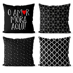Kit 4 almofadas decorativas geométrica pb 45x45