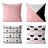 Kit 4 almofadas decorativas geométrica moderna rosa e preto 45x45 - 1