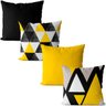 kit 4 capas de almofadas geométrica amarelo preto - 1