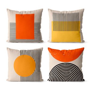 kit 4 capas de almofadas geométrica terroso