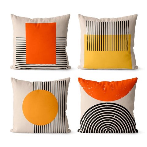 kit 4 capas de almofadas geométrica terroso