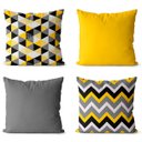 Ver imagem 1 de Kit 4 Capas para Almofadas Amarelo com Cinza 40x40