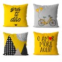 Ver imagem 1 de Kit 4 capas para almofadas gratidão e amor mora aqui 40x40