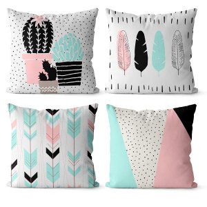 Kit 4 Capas Para Almofadas decorativa cactos 40x40