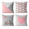 Kit 4 Capas Para Almofadas personalizada rosa e cinza - 1