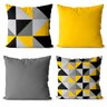 Kit 4 Almofadas decorativa personalizada amarelo e cinza 45x45 - 1