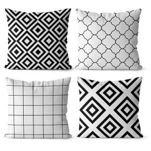 Kit 4 Almofadas decorativa personalizada preto e branco 45x45