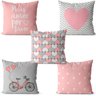 Kit 5 Capas de almofadas para decoração rosa e cinza 40x40 - 1