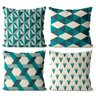 Kit 4 Capas almofadas geométrica esmeralda 40x40 - 1
