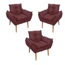 Ver imagem 1 de Kit 03 Poltronas Opala Confortável Sala, Quarto Cor:marsala