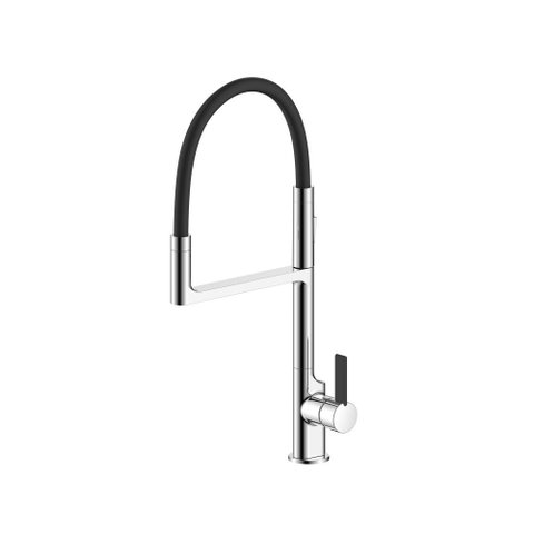 Misturador Monocomando para Cozinha, Cartucho Cerâmico 35mm com Flexíveis 1/2" 60cm - Acabamento Cro