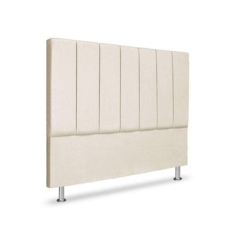 Cabeceira Estofada Cama Box Carla Linha Premium Cor:Bege;Tamanho:Casal 140 cm