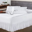 Ver imagem 1 de Capa Protetora de Colchão Casal Padrão mais 2 Porta Travesseiro Impermeável + Saia Box Branco