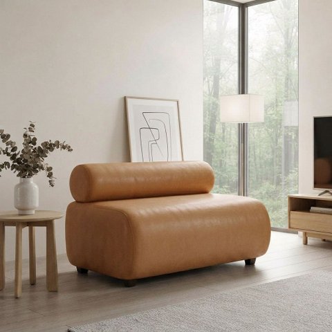Sofá 2 Lugares Namoradeira Orgânico para Sala 120 cm Zarah Sintetico PU D03 - D'Rossi