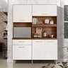 Cozinha Pequena Completa 5 Portas 1 Gaveta 140cm Avelã Off White Cristal Vernon Shop Jm - 1