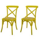 Ver imagem 1 de Kit 2 Cadeiras Katrina Cross Rivatti Madeira Amarela Assento Rattan Natural