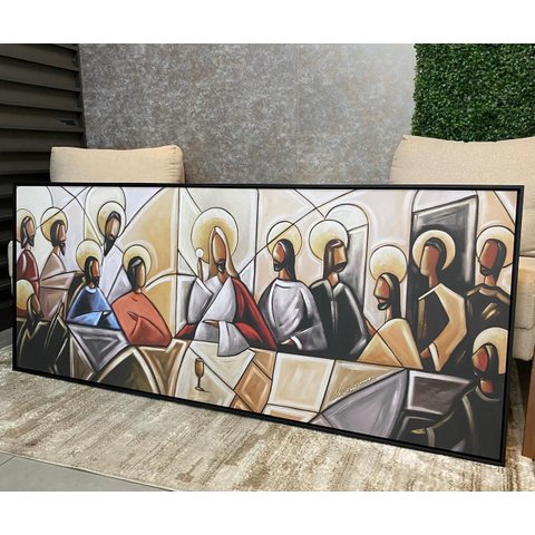 Quadro Decorativo Grande 170x70cm Religioso Santa Ceia Moderna