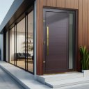 Ver imagem 3 de Porta Pivot.Alumínio Lamb.Visione c/Pux.D.Elite Marrom Gold 216x100 Brimak