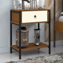 Ver imagem 1 de Mesa de Cabeceira Industrial Magali Preto Canela Off White