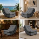 Ver imagem 7 de Poltrona Balance Leve Balanço Linho Premium Easy Clean Luxo para Sala Quarto Conforto Relaxante