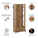 Ver imagem 3 de Cristaleira Porta de Vidro 80cm 2 Portas Madeira Maciça Vitalis Freijó F07 - Mpozenato